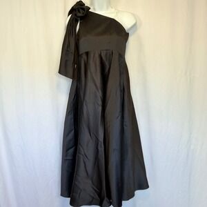 Unbranded Girls One Shoulder Formal Dress Black Satin Bow Special Occasion Sz 10